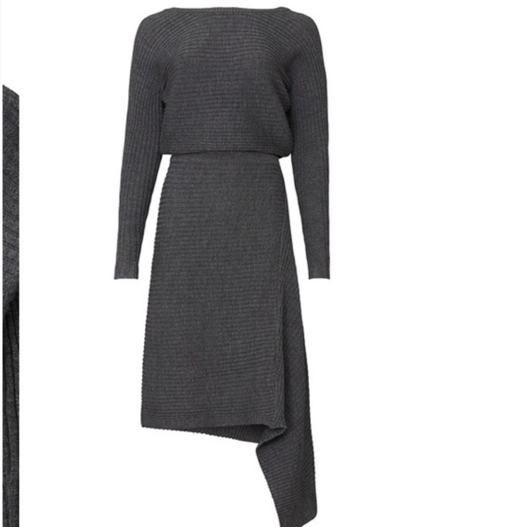 Allsaints Grey Eva Gunmetal Sweater Dress Size Small Asym Unique